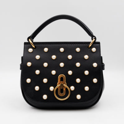 Amberley Small Pearl Satchel Black Leather