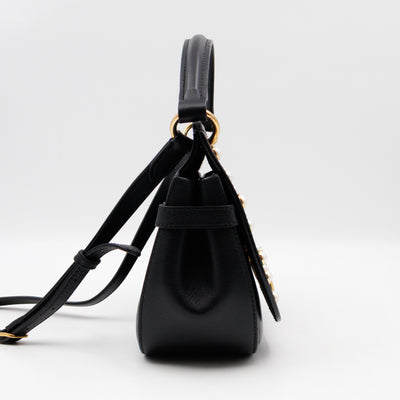 Amberley Small Pearl Satchel Black Leather