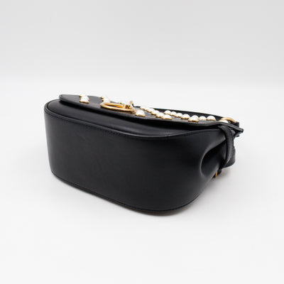 Amberley Small Pearl Satchel Black Leather