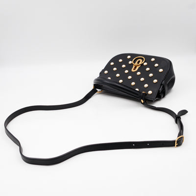 Amberley Small Pearl Satchel Black Leather