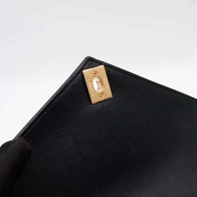 Reversed Chevron Flap Bag Black Quilted Lambskin Leather