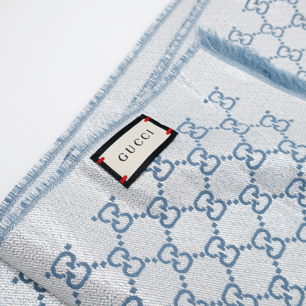 Metallic Guccissima Scarf Periwinkle Silver