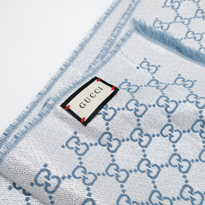 Metallic Guccissima Scarf Periwinkle Silver