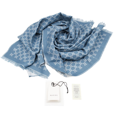 Metallic Guccissima Scarf Periwinkle Silver