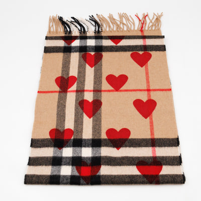 Cashmere Reversible Scarf Nova Check Heart Print