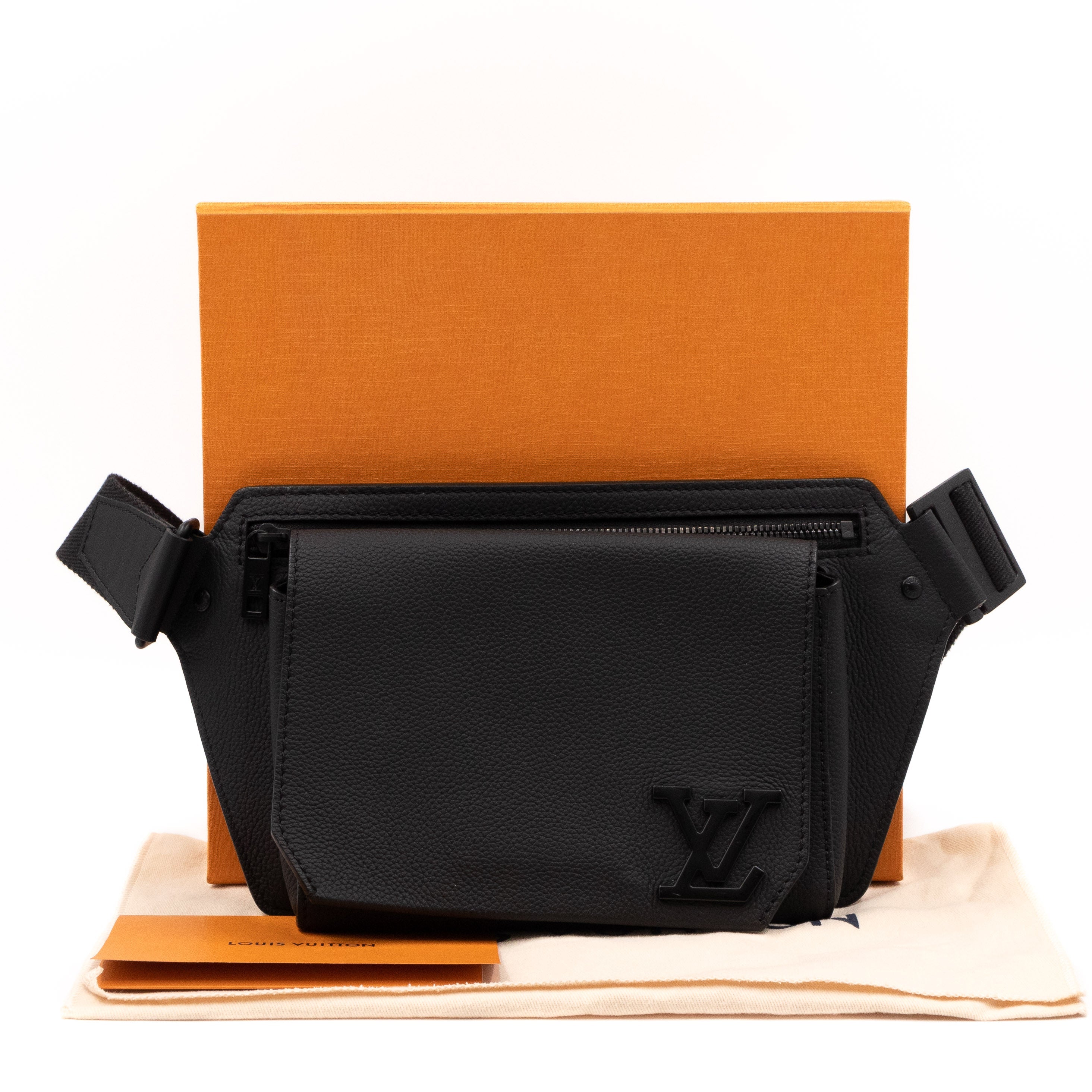 LV Aerogram Takeoff Sling Bag Black Leather