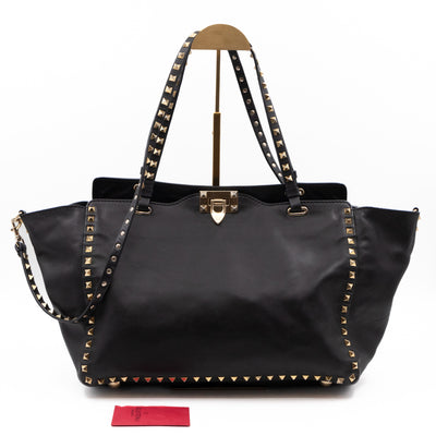 Rockstud Trapeze Tote Black Leather