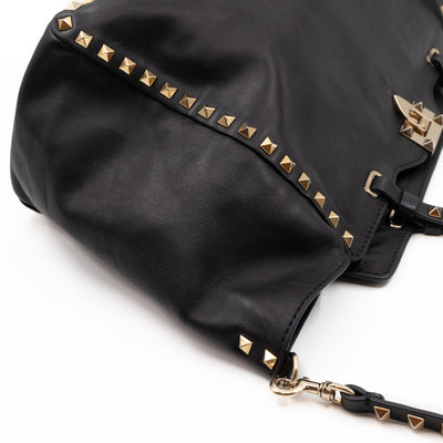 Rockstud Trapeze Tote Black Leather