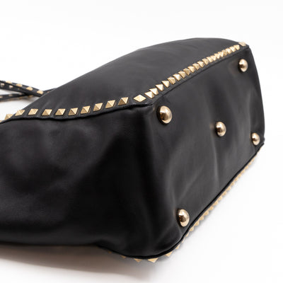 Rockstud Trapeze Tote Black Leather