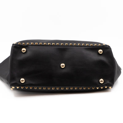 Rockstud Trapeze Tote Black Leather