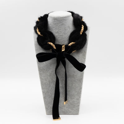 Link Ava Mink Fur Chain Necklace Black