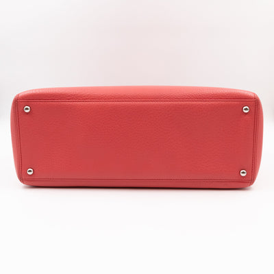 Executive Cerf Tote Coral Pink Leather Silver