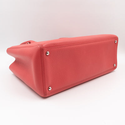 Executive Cerf Tote Coral Pink Leather Silver
