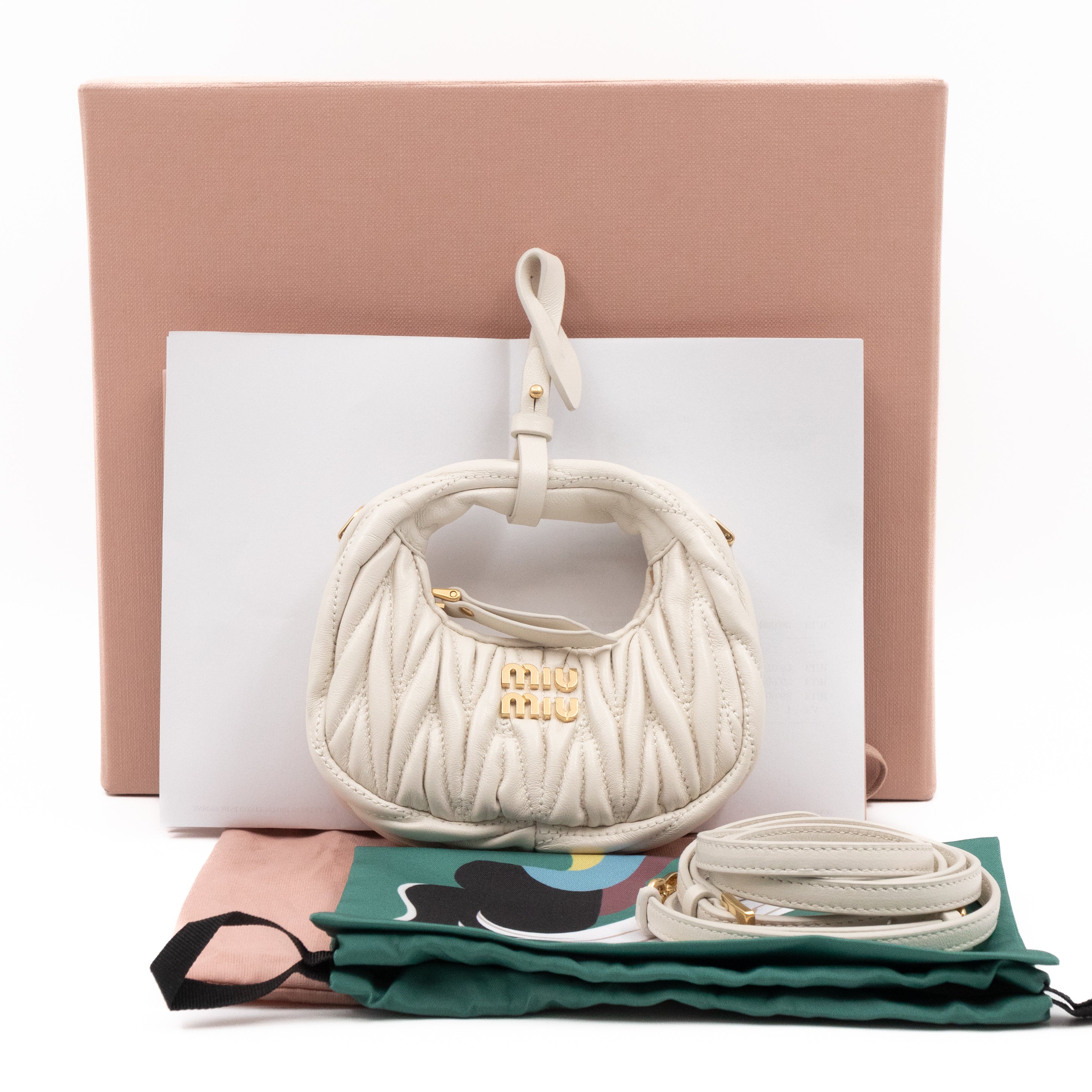 Wander Micro Hobo Bag White Matelassé Nappa Leather