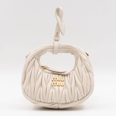 Wander Micro Hobo Bag White Matelassé Nappa Leather