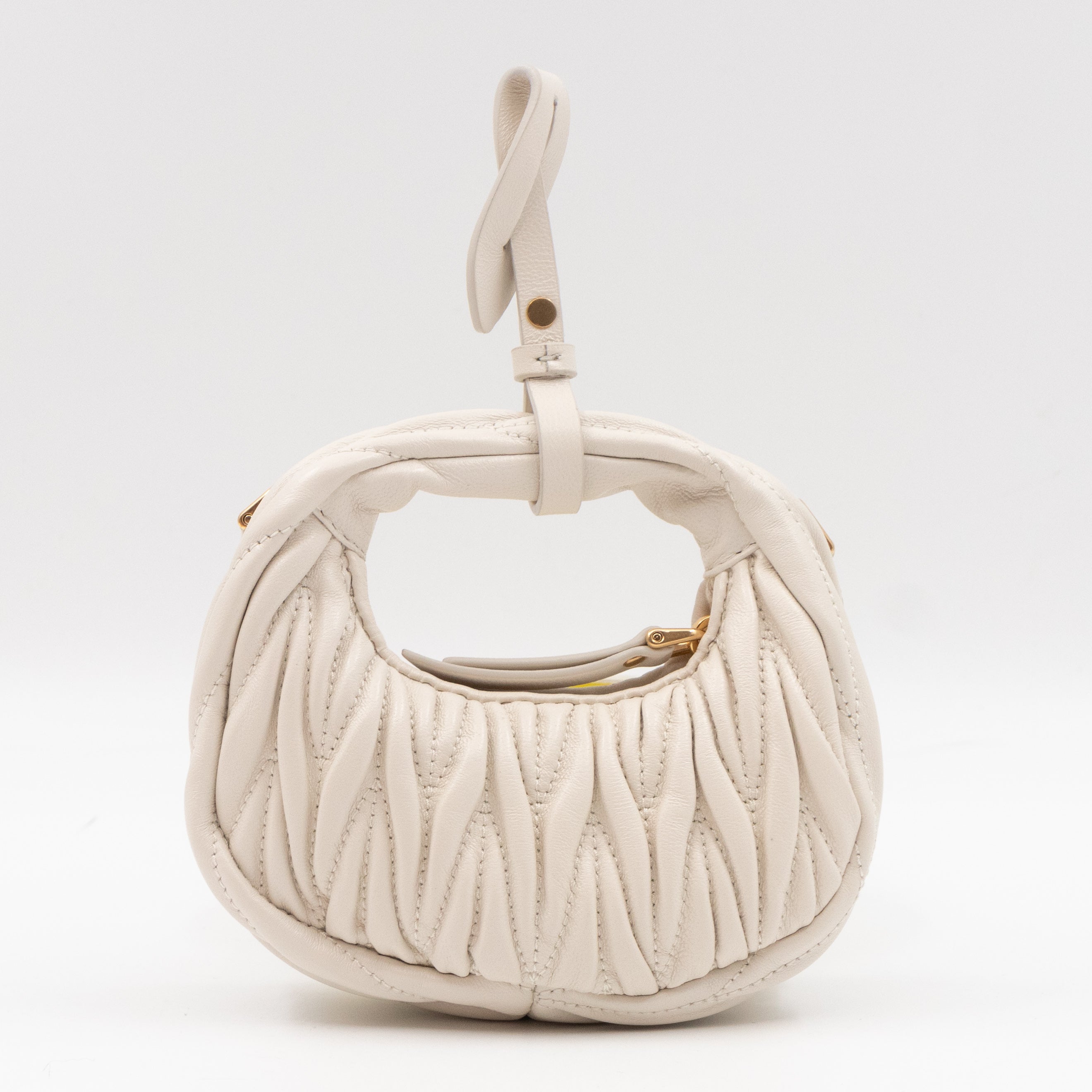 Wander Micro Hobo Bag White Matelassé Nappa Leather