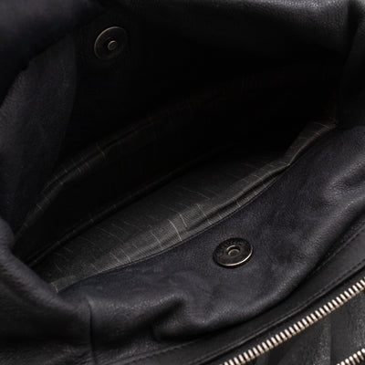 Bowling Bag Black Washed Leather