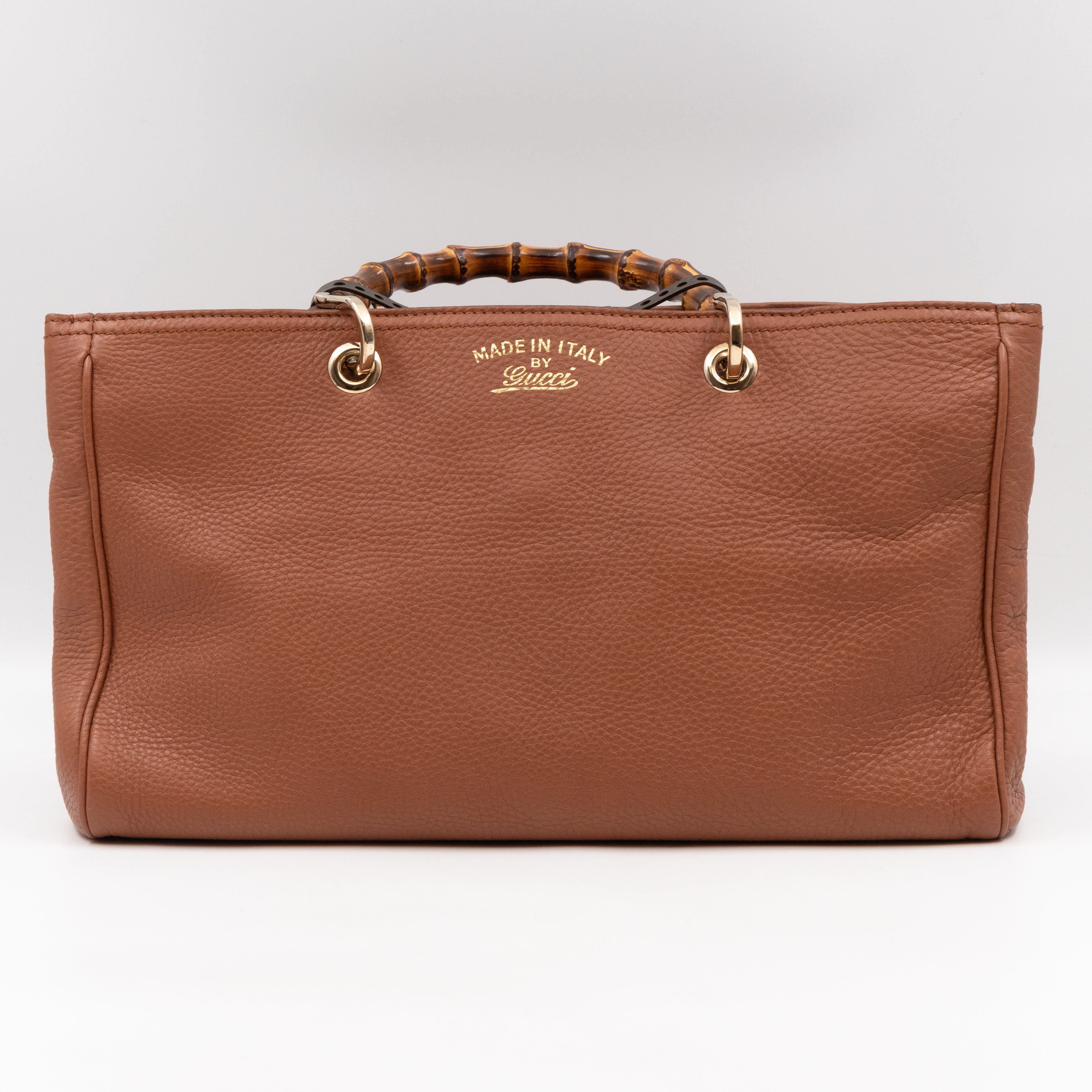 Bamboo Shopper Tote Brown Leather