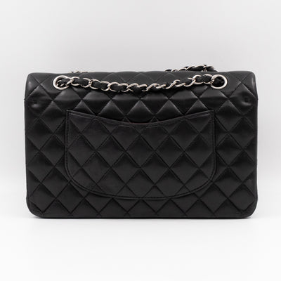 Classic Double Flap Medium Black Lambskin Leather Silver