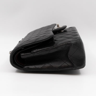 Classic Double Flap Medium Black Lambskin Leather Silver