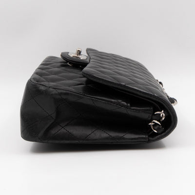 Classic Double Flap Medium Black Lambskin Leather Silver