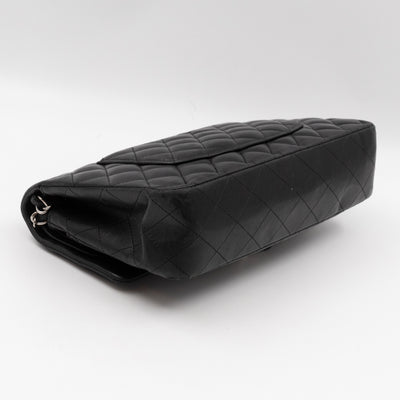 Classic Double Flap Medium Black Lambskin Leather Silver
