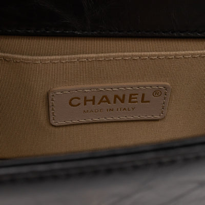 Boy Bag Small Chevron Chains Black Crumpled Calfskin