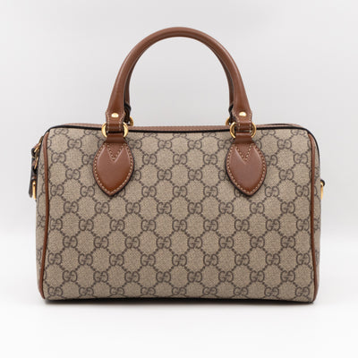 Top Handle Boston Bag GG Supreme Bee Embroidered