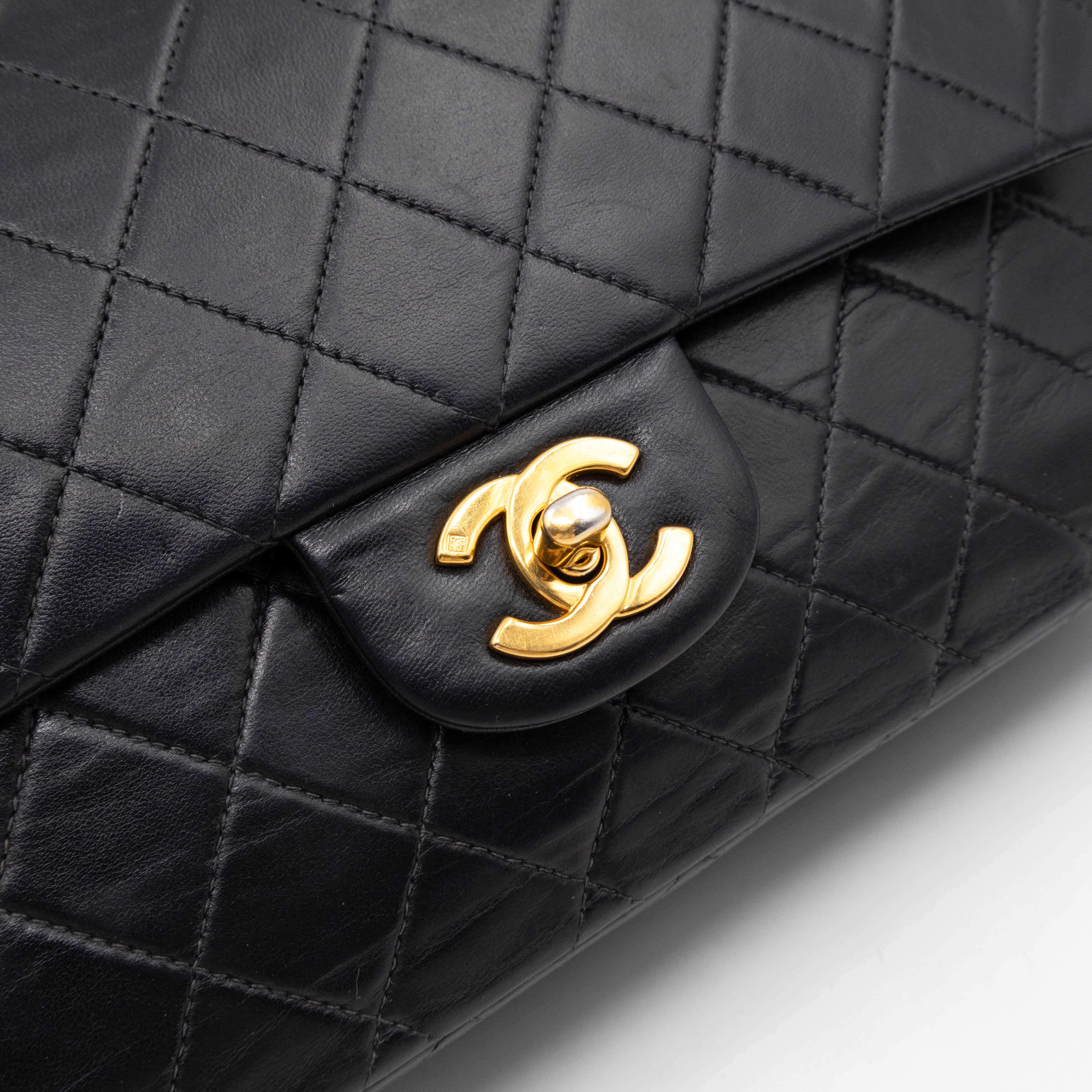 Classic Double Flap Bag Black Lambskin Gold