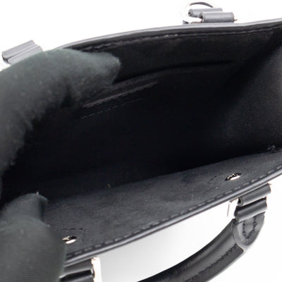 Petit Sac Plat Black Epi Leather With Jacquard Strap