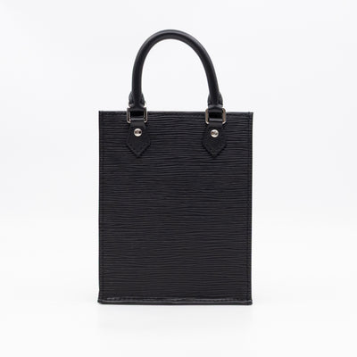 Petit Sac Plat Black Epi Leather With Jacquard Strap