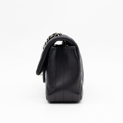 Classic Flap Mini Rectangular Black Chevron Lambskin Leather