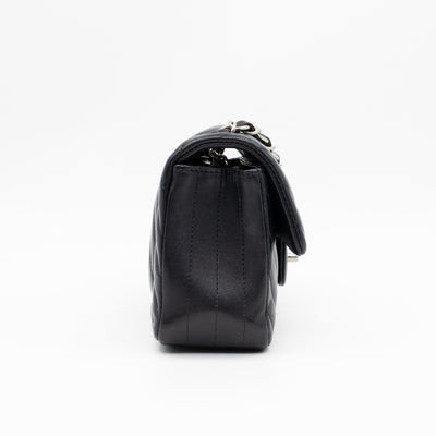 Classic Flap Mini Rectangular Black Chevron Lambskin Leather