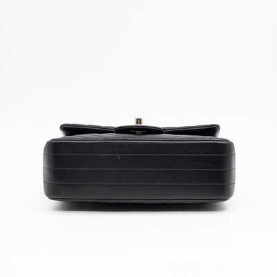 Classic Flap Mini Rectangular Black Chevron Lambskin Leather