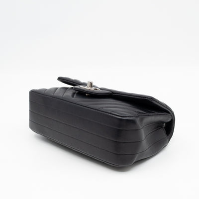Classic Flap Mini Rectangular Black Chevron Lambskin Leather
