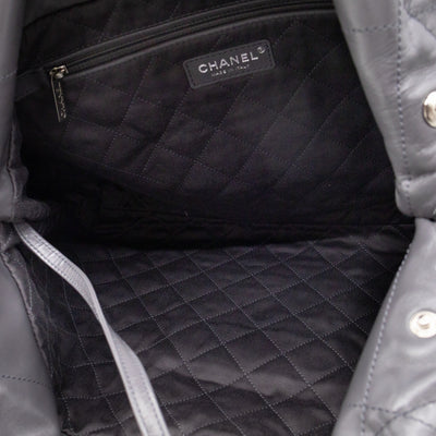 22 Small Dark Grey Calfskin Leather Silver