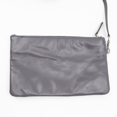 22 Small Dark Grey Calfskin Leather Silver