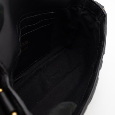 Mini Baguette Black FF Embossed Nappa Leather