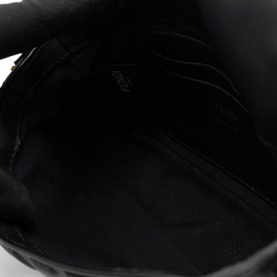 Mini Baguette Black FF Embossed Nappa Leather