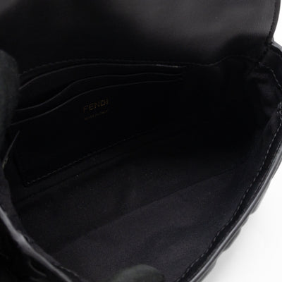 Mini Baguette Black FF Embossed Nappa Leather
