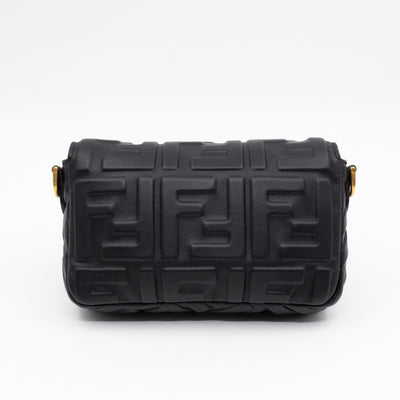 Mini Baguette Black FF Embossed Nappa Leather