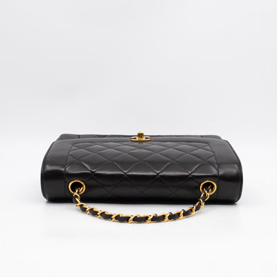 Diana Medium Black Lambskin Leather Gold