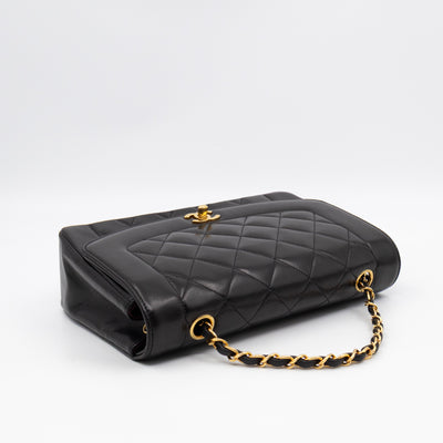 Diana Medium Black Lambskin Leather Gold