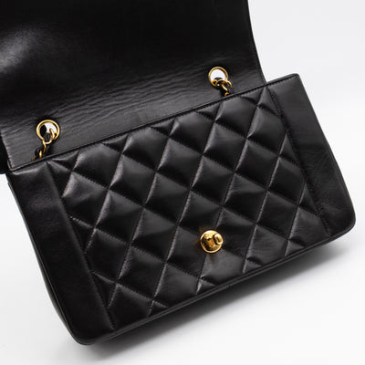 Diana Medium Black Lambskin Leather Gold