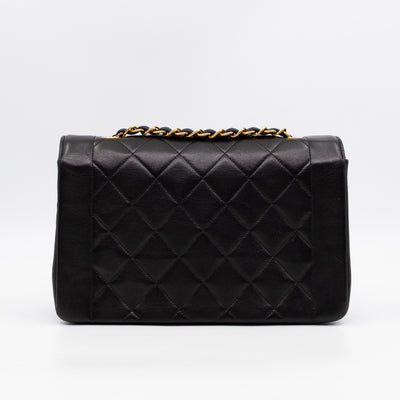 Diana Medium Black Lambskin Leather Gold