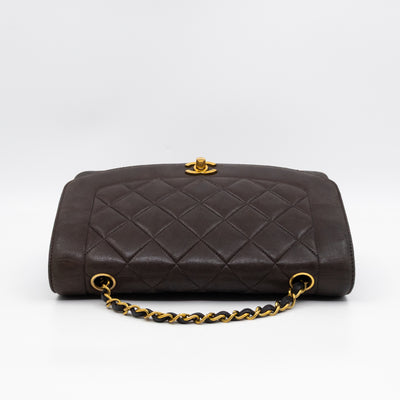 Diana Medium Black Lambskin Leather Gold