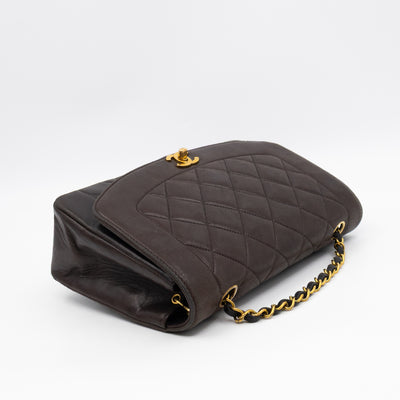 Diana Medium Black Lambskin Leather Gold