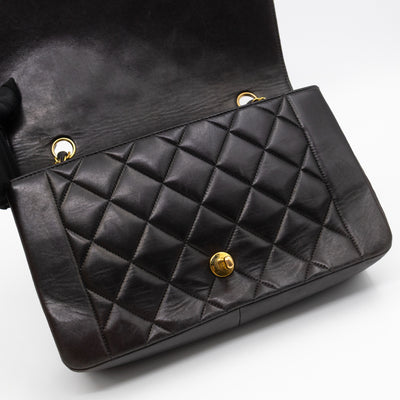 Diana Medium Black Lambskin Leather Gold