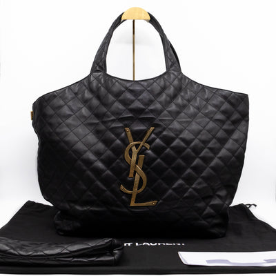 Icare Maxi Shopping Tote Black Leather