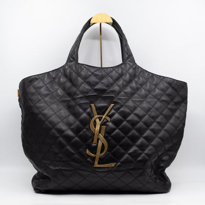 Icare Maxi Shopping Tote Black Leather